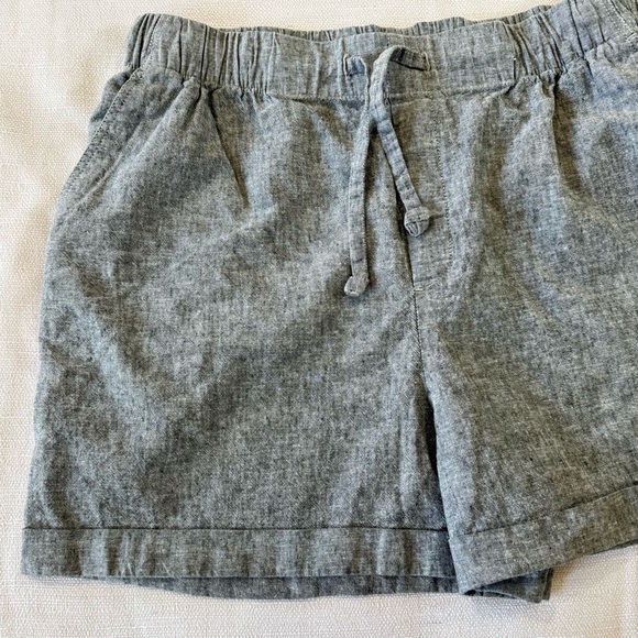 UNIQLO Chambray Linen Blend Elastic Waist Drawstring Pull-on Cuffed Shorts Sz M - Picture 4 of 6
